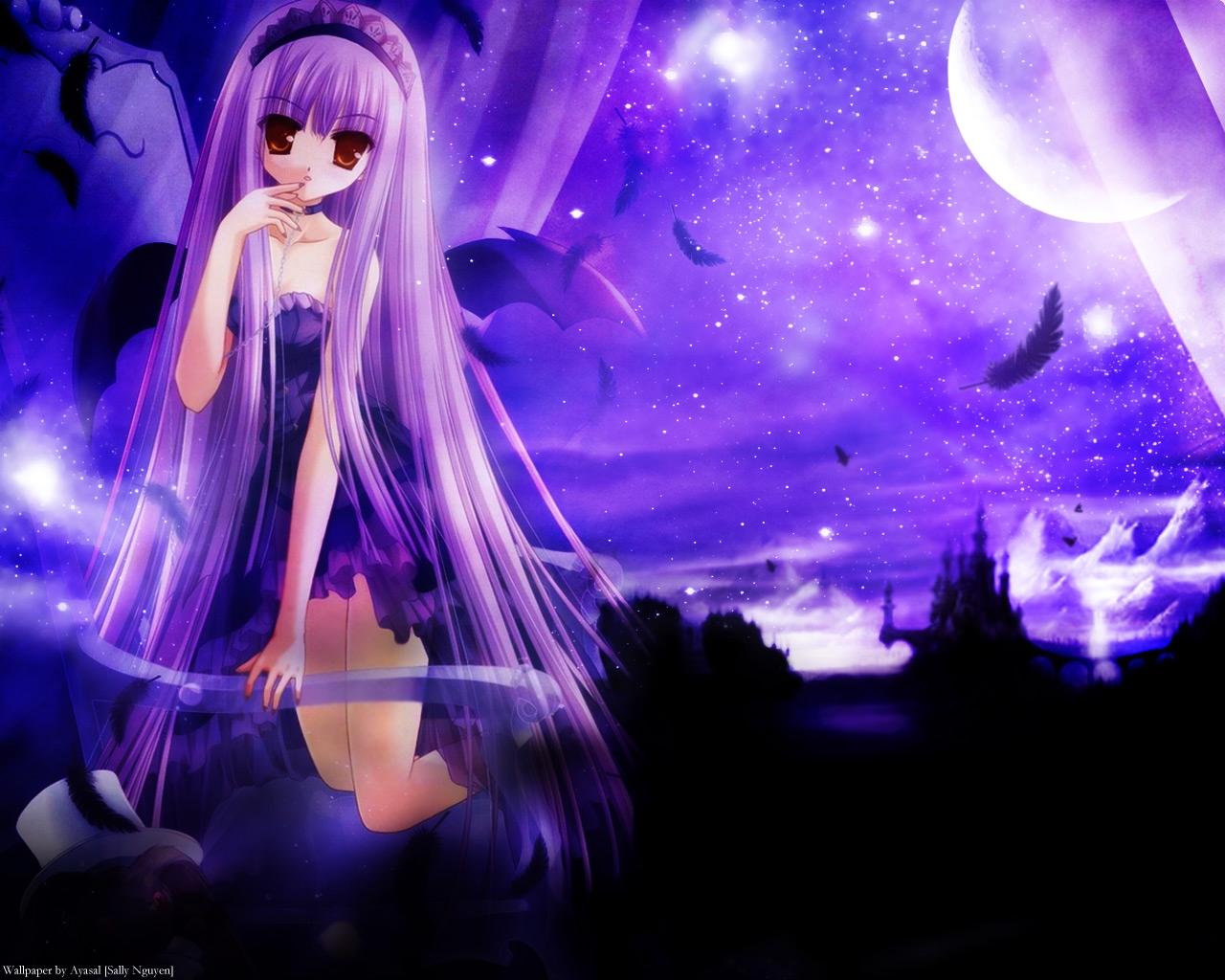 Purple Anime Girl Wallpapers