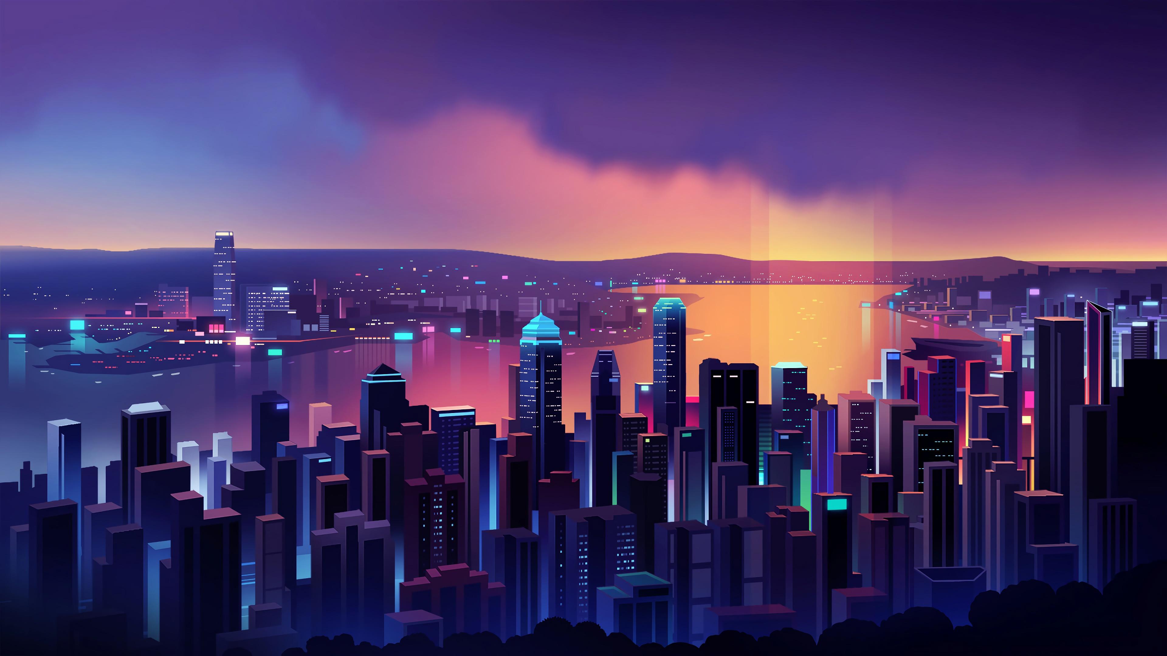 Purple Skyline Wallpapers