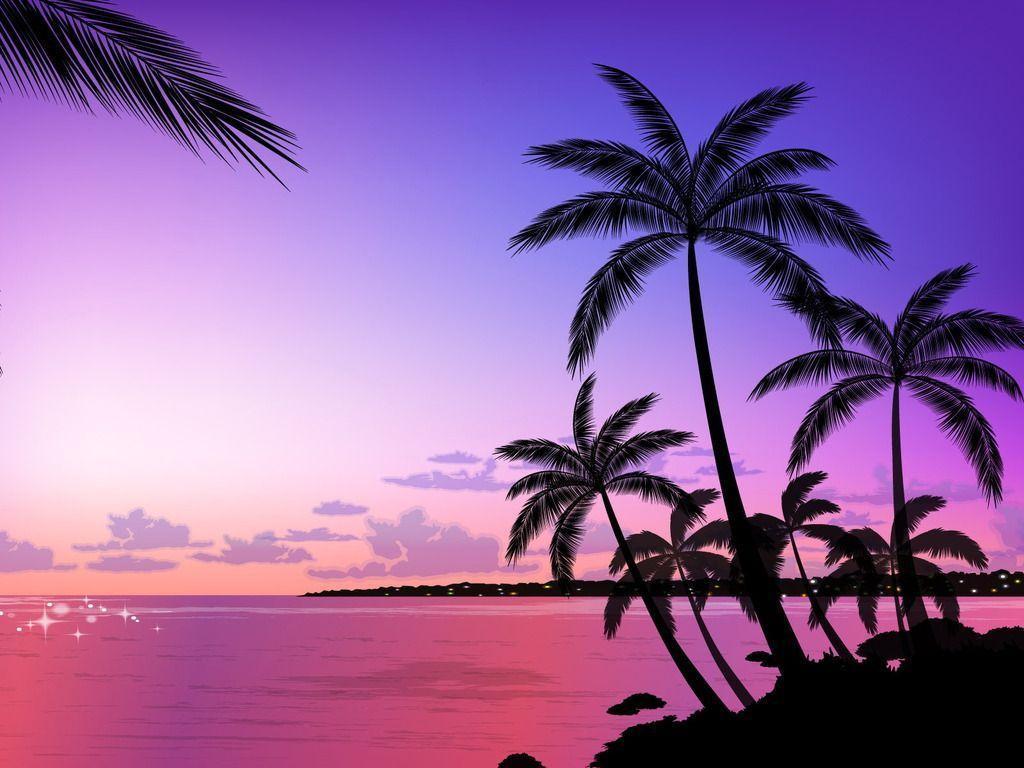 Purple Sunset Beach Wallpapers