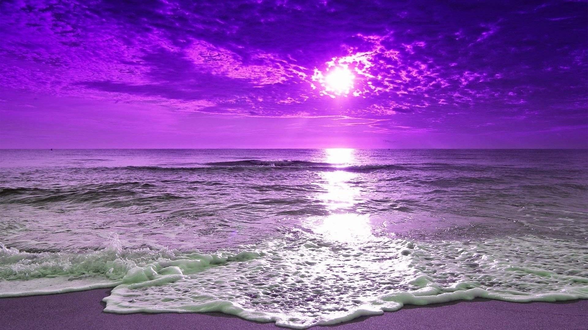 Purple Sunset Beach Wallpapers