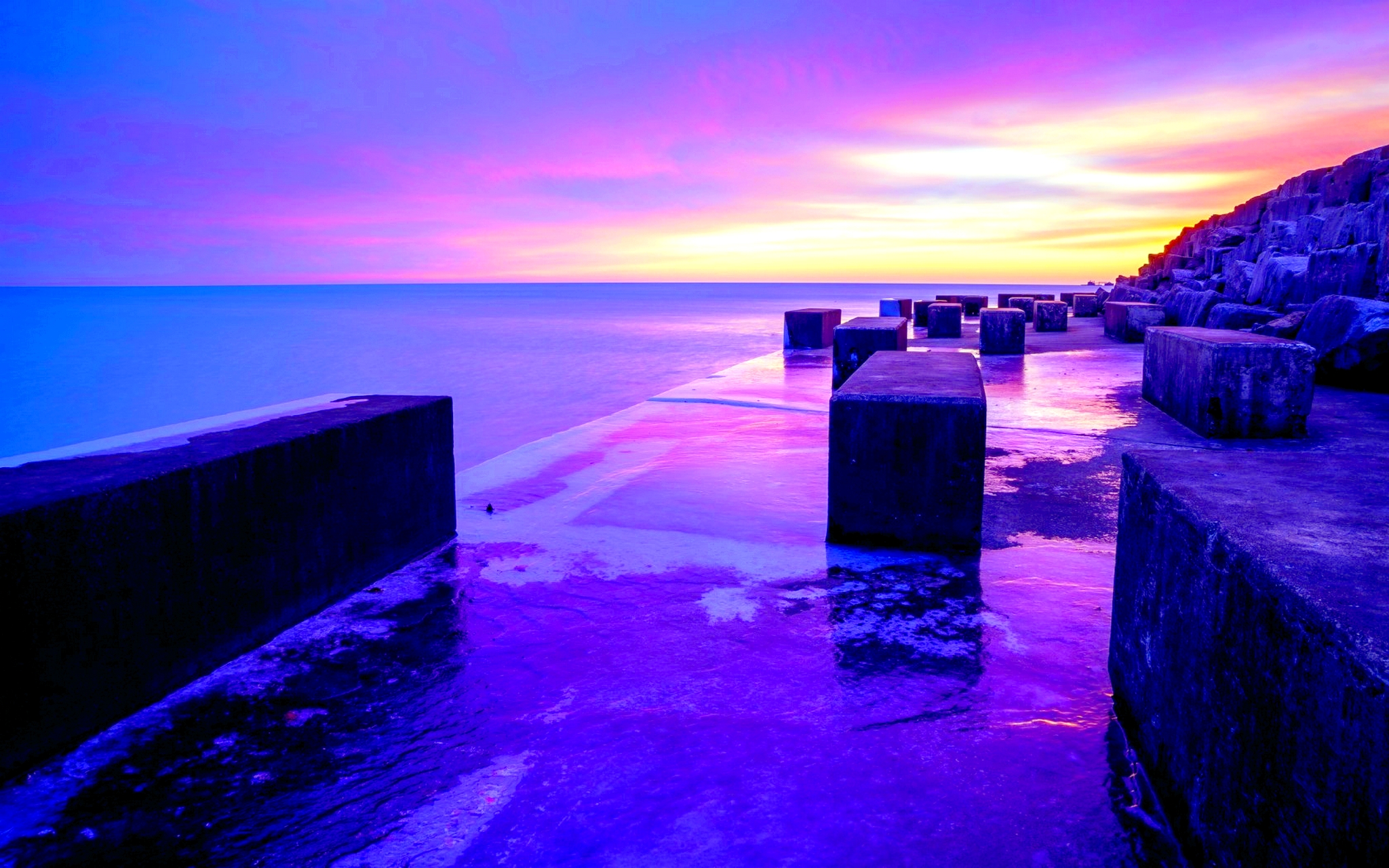 Purple Sunset Beach Wallpapers