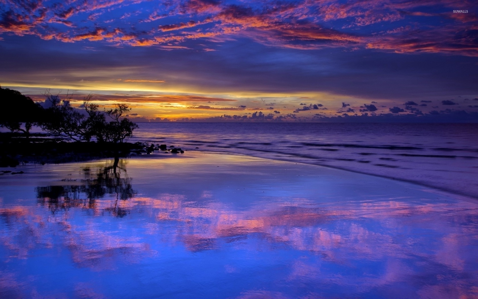 Purple Sunset Beach Wallpapers