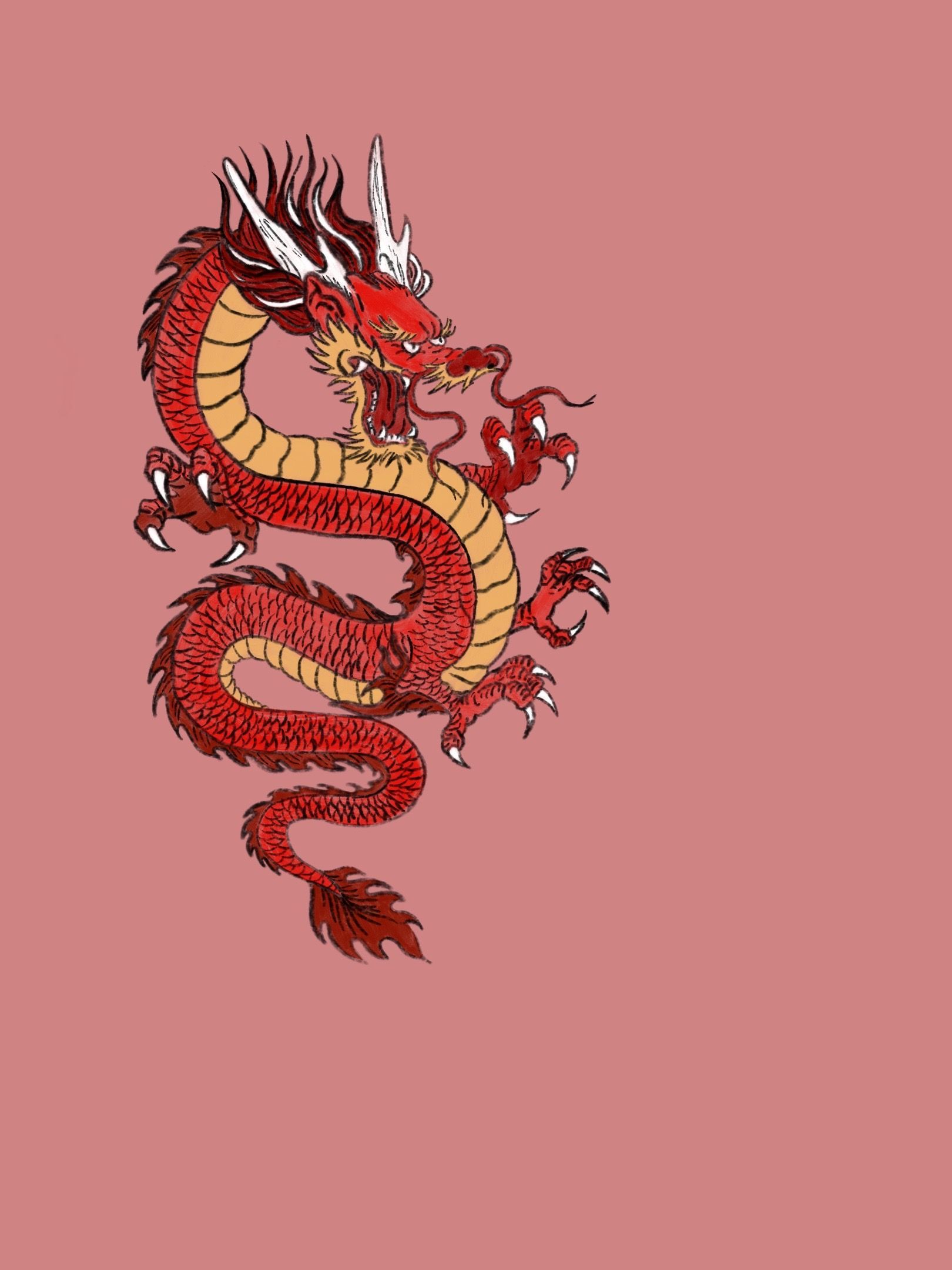 Red Chinese Dragon Aesthetic Wallpapers