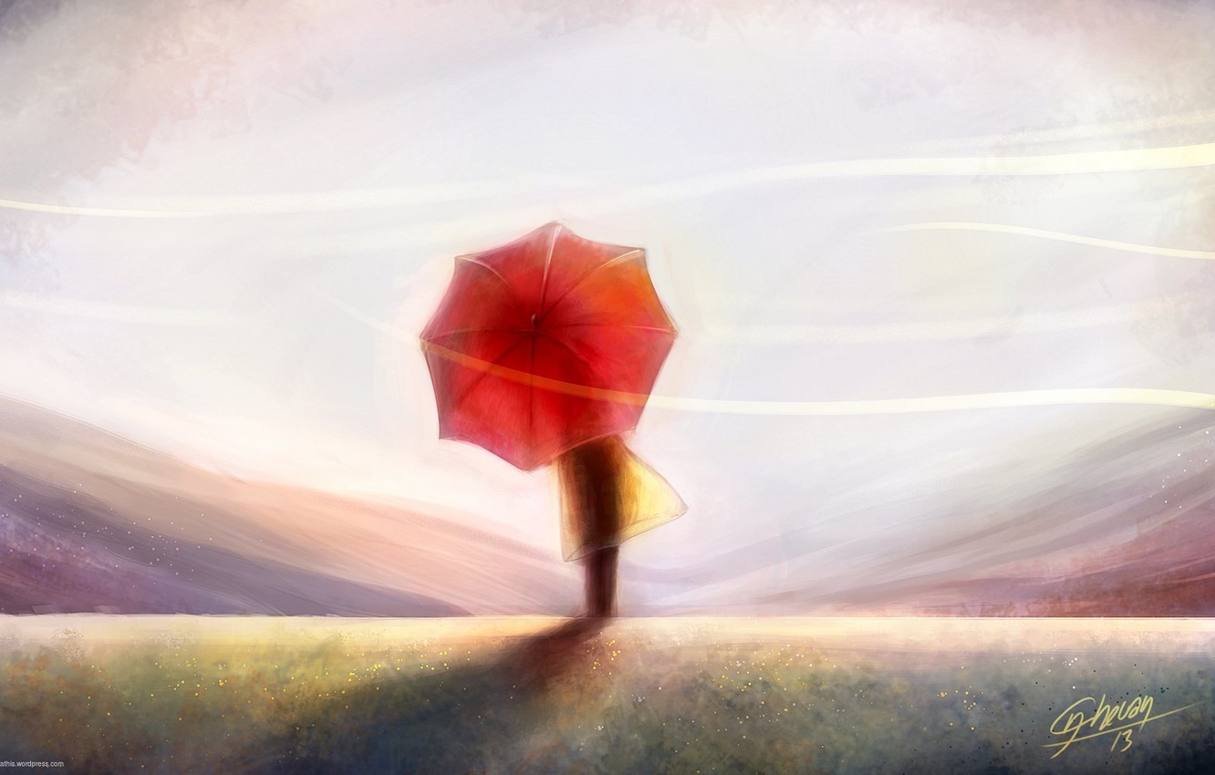 Red Umbrella Painting Wallpapers