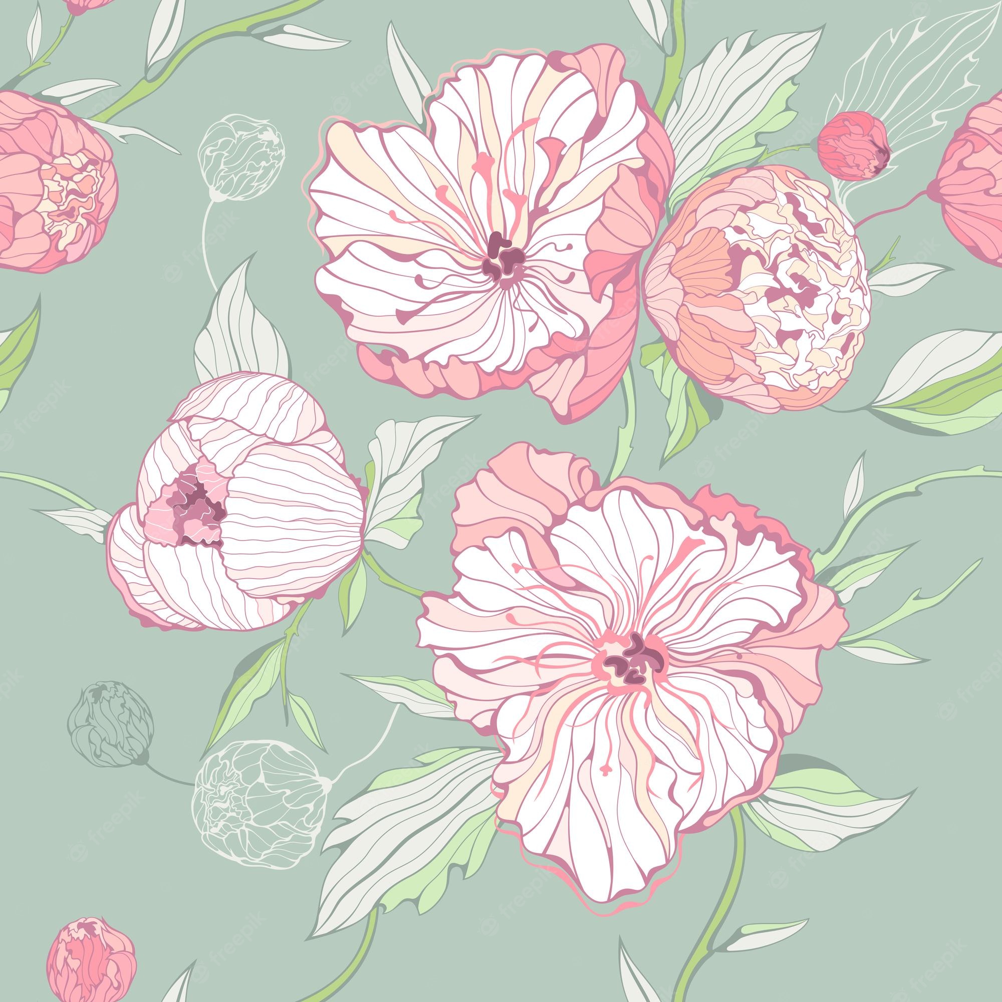 Sage Green Flowers Wallpapers