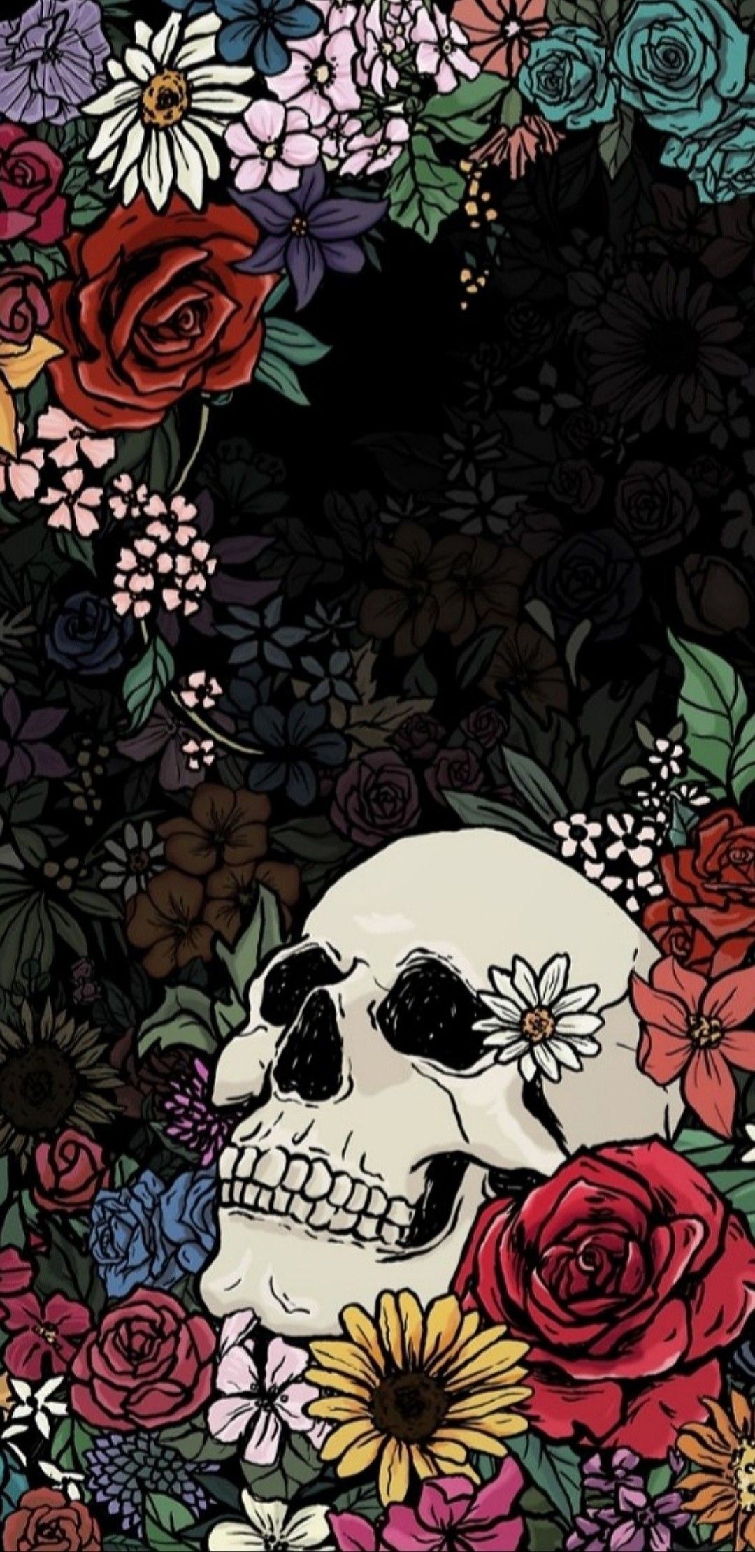 Skull And Flower Wallpapers