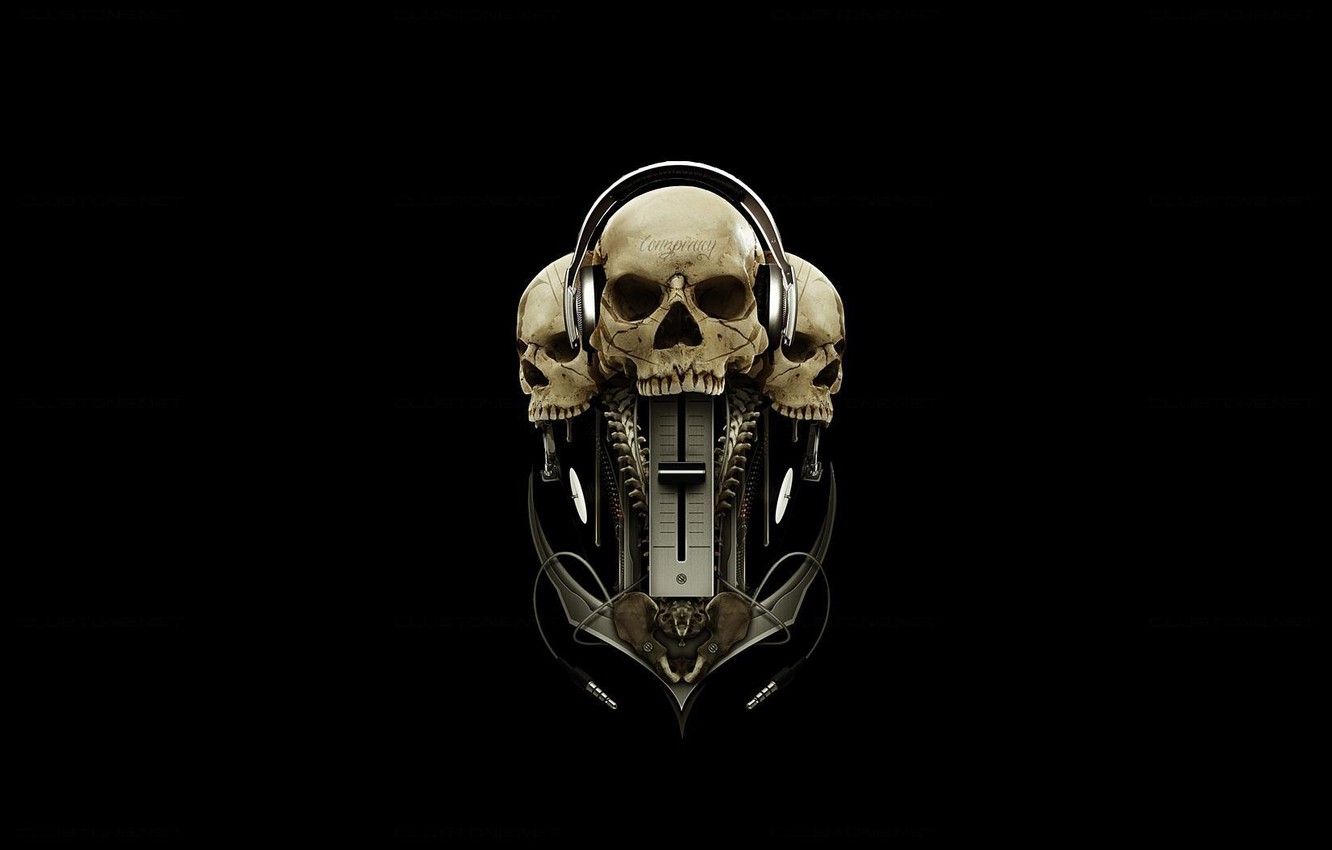 Skull With Headphones Wallpapers