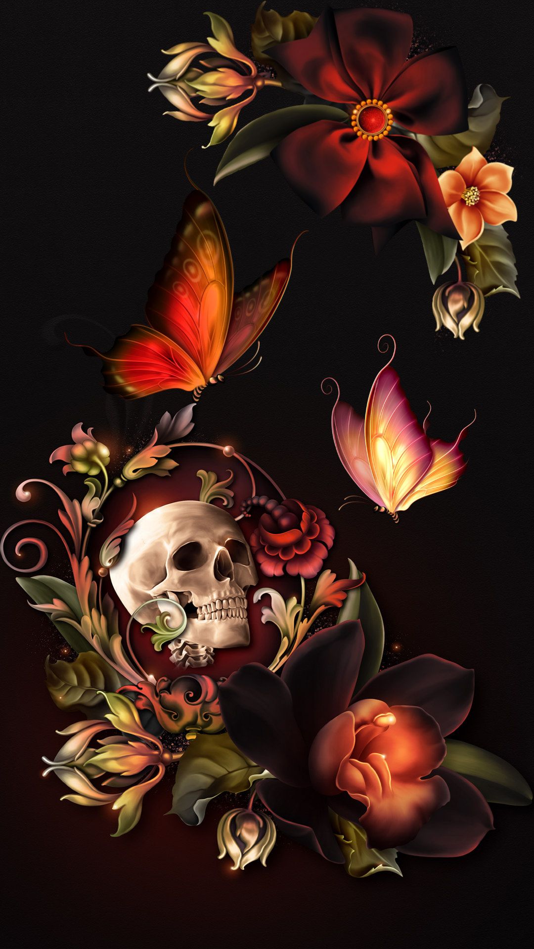 Skulls And Butterflies Wallpapers