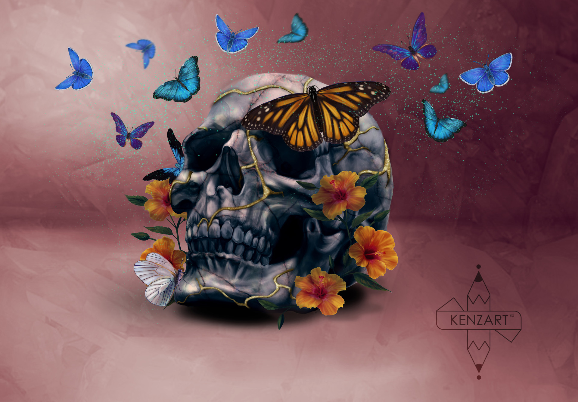 Skulls And Butterflies Wallpapers