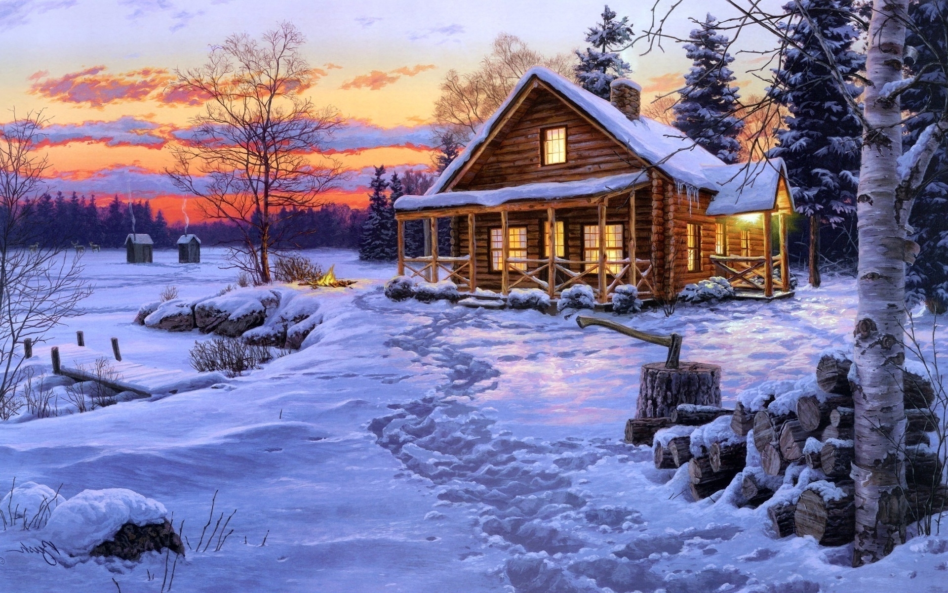 Snow Cabin Wallpapers