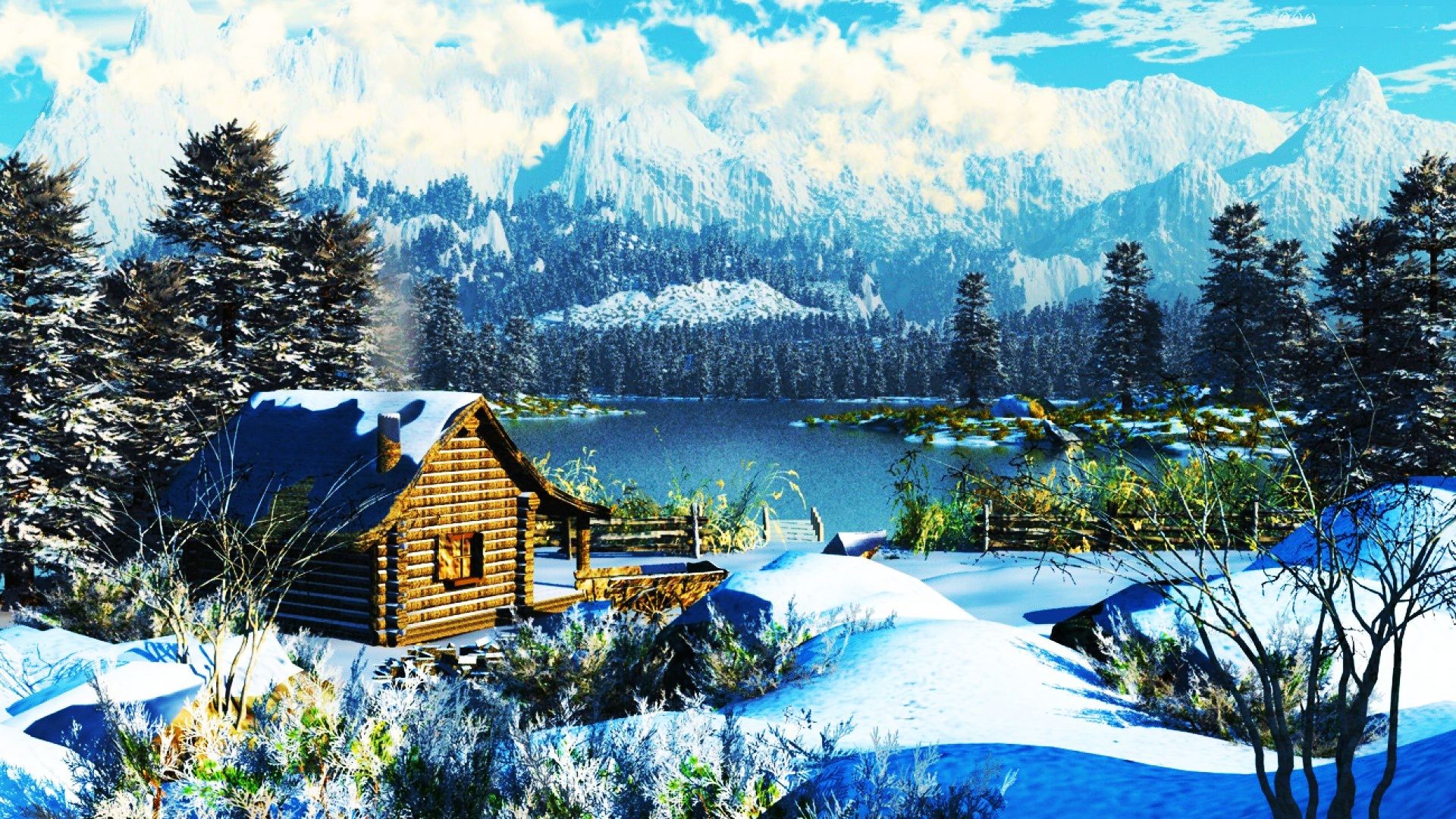 Snow Cabin Wallpapers