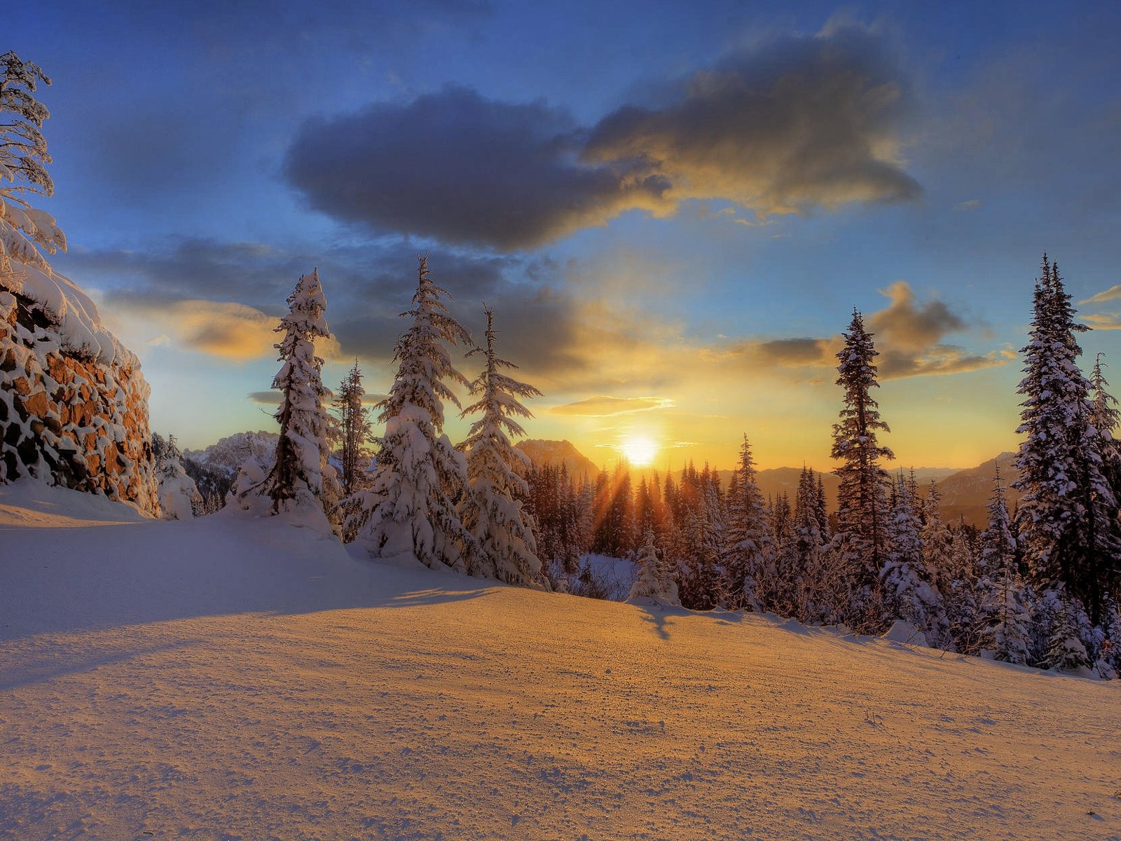 Snow Sunset Wallpapers