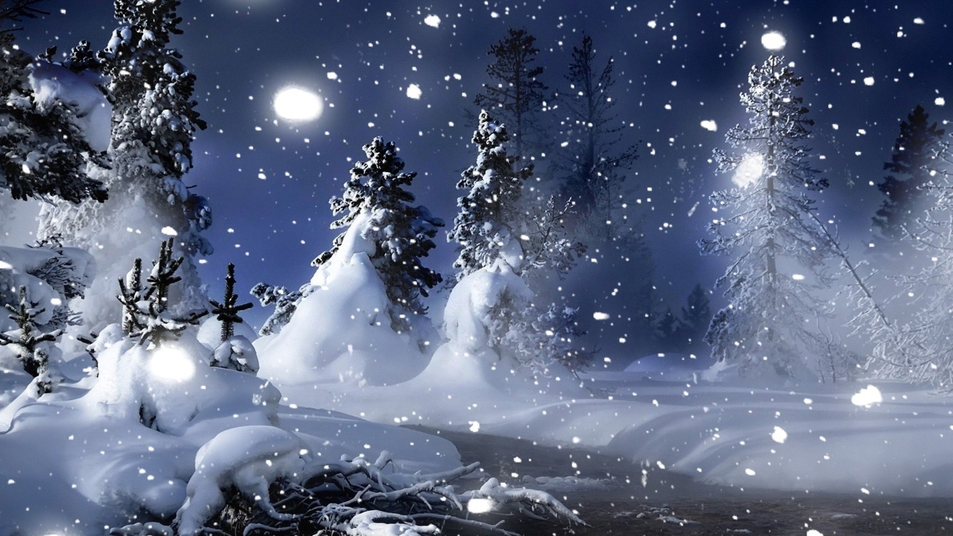 Snowey Christmas Trees Wallpapers