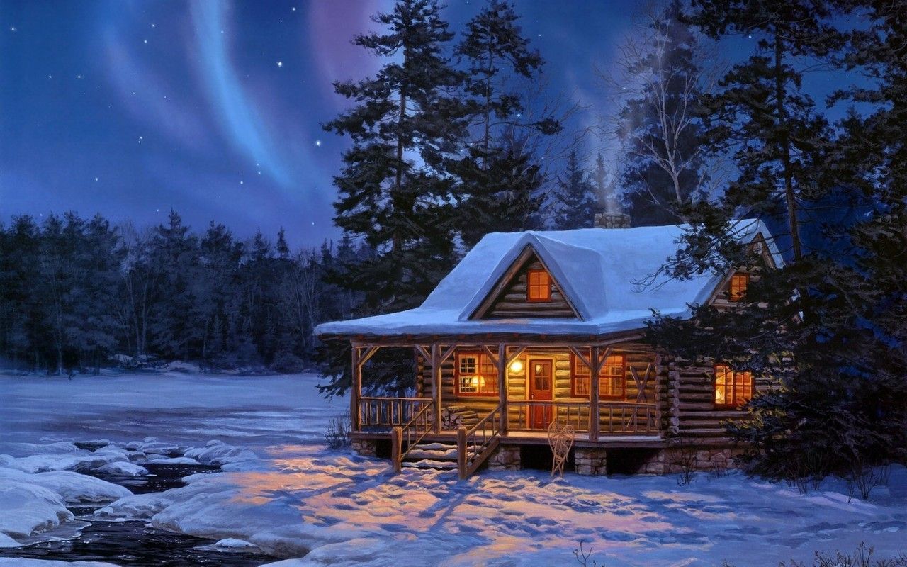 Snowy Cottages Wallpapers