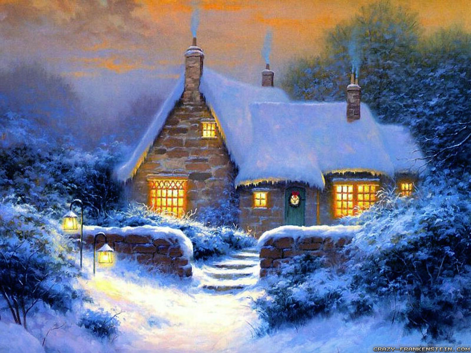 Snowy Cottages Wallpapers