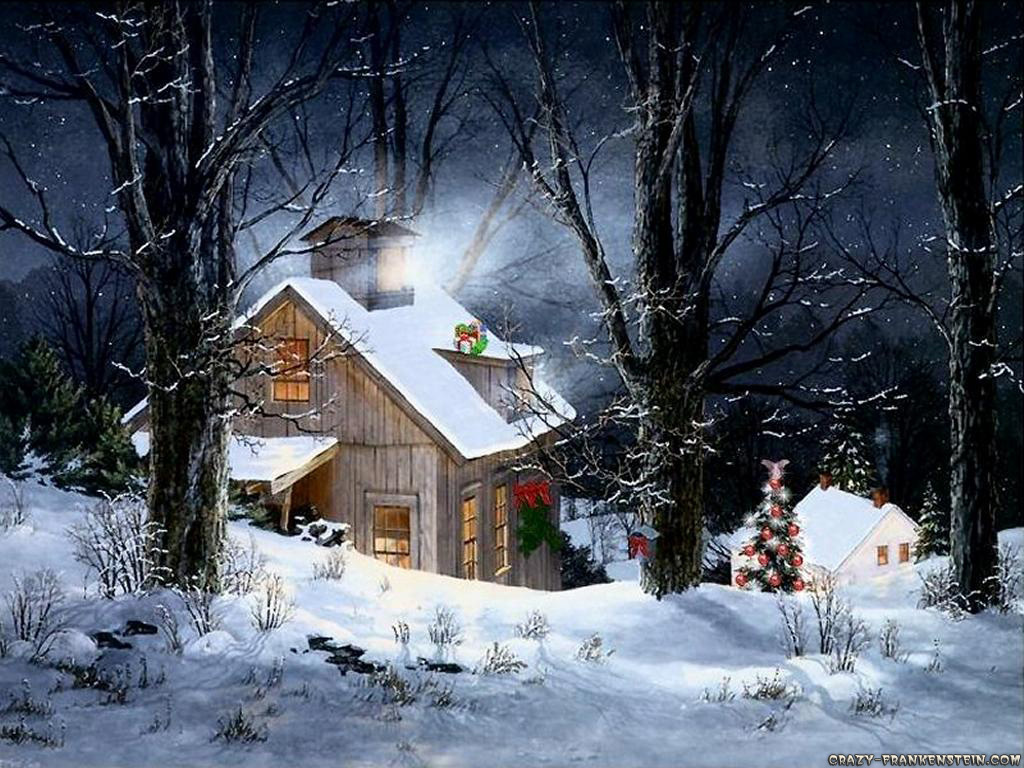 Snowy Cottages Wallpapers