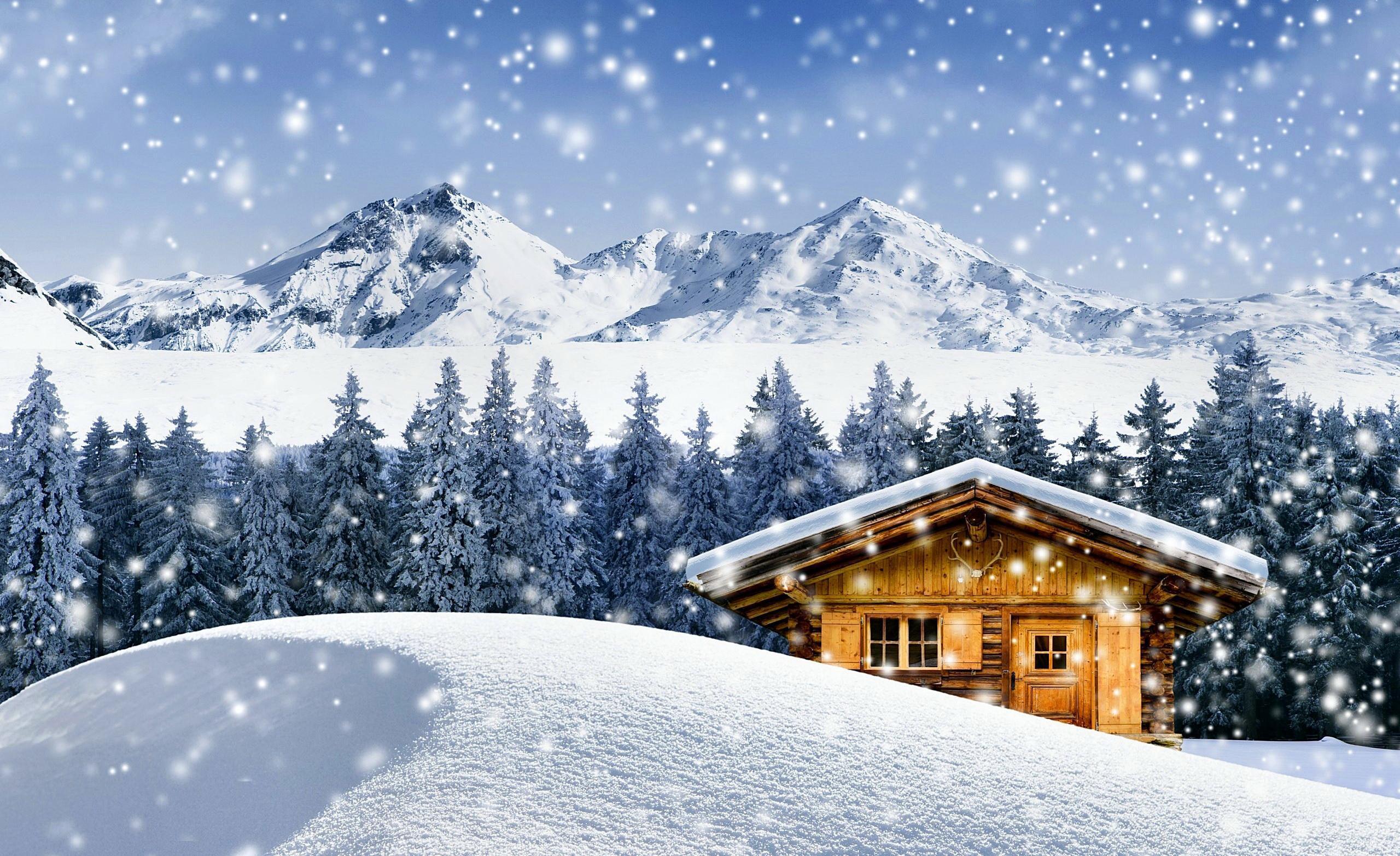 Snowy Cottages Wallpapers