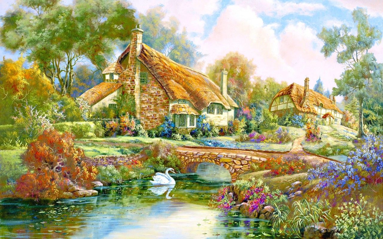 Spring Cottage Wallpapers