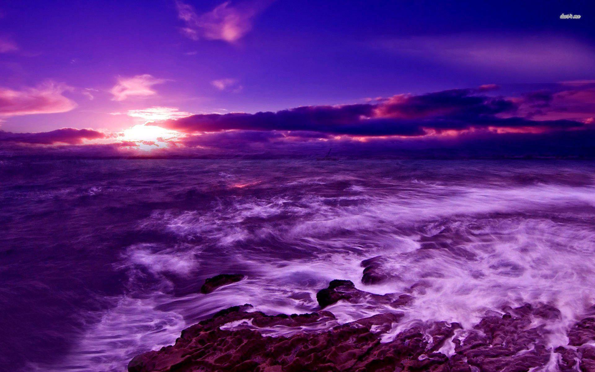 Sunset Purple Ocean Wallpapers