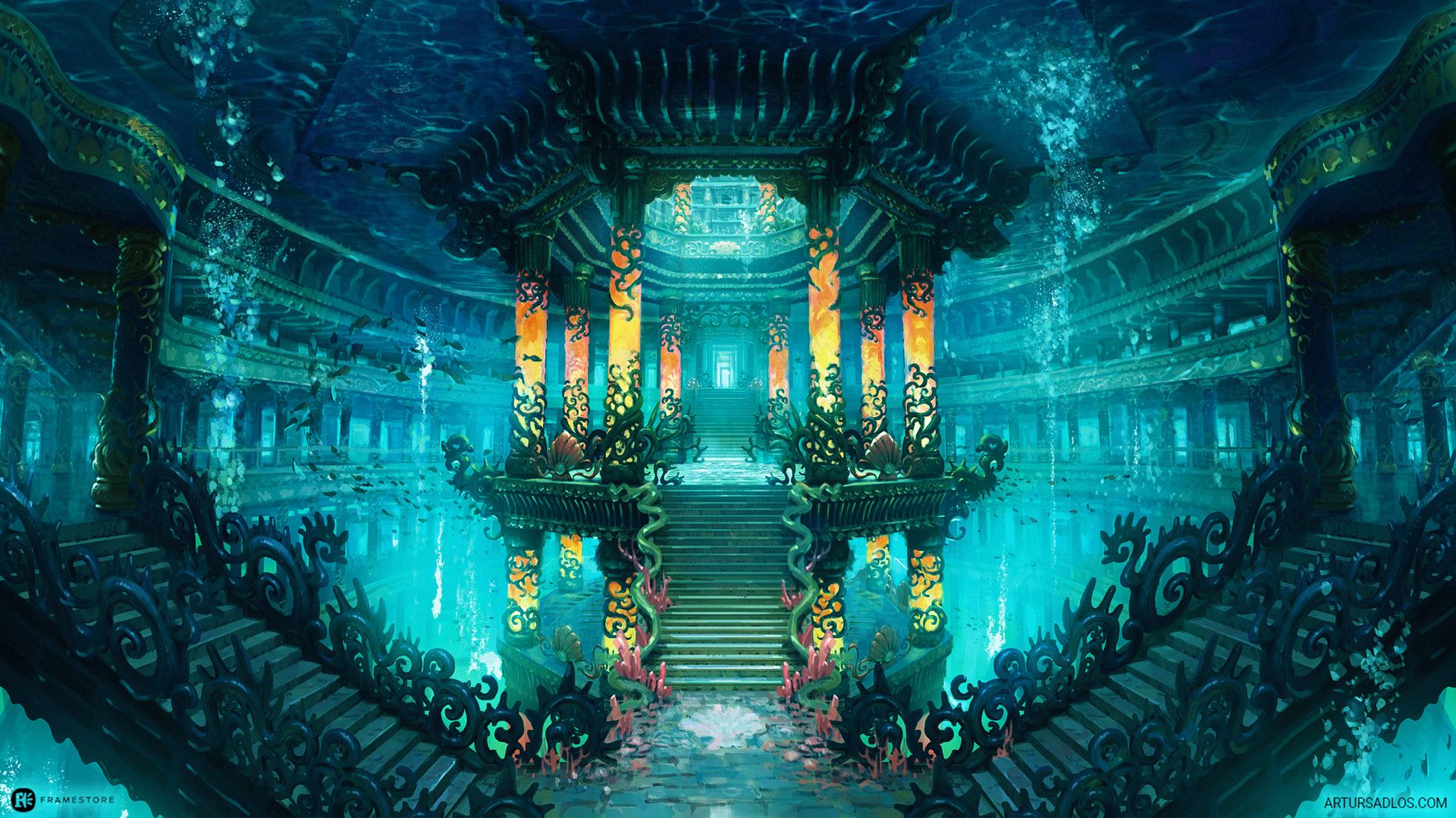 Underwater Palace Fantasy Wallpapers