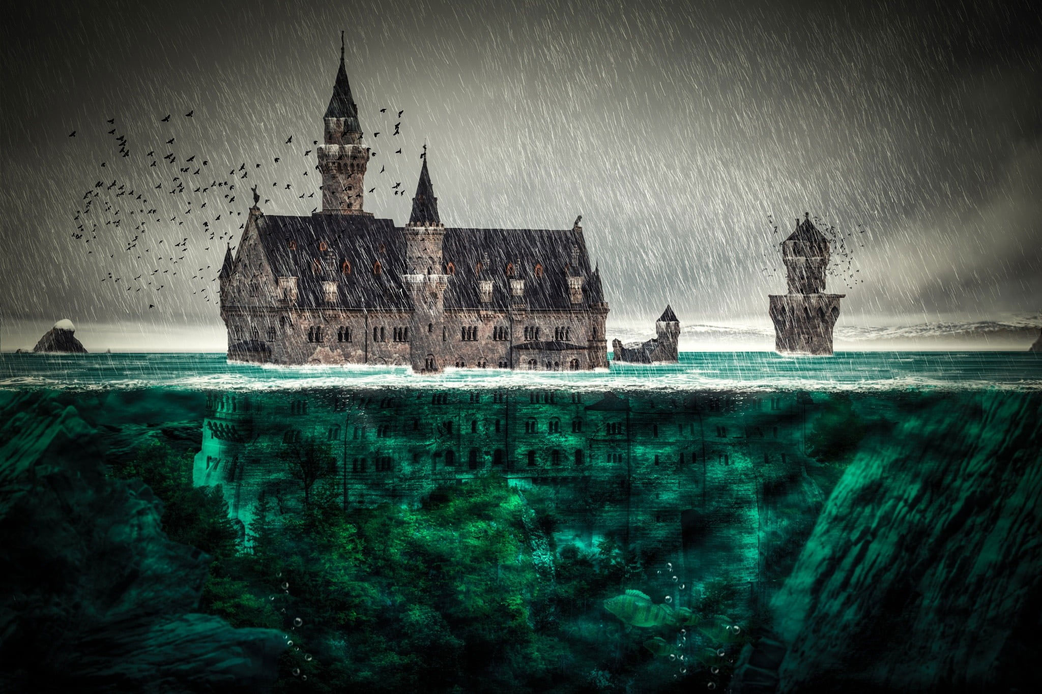 Underwater Palace Fantasy Wallpapers