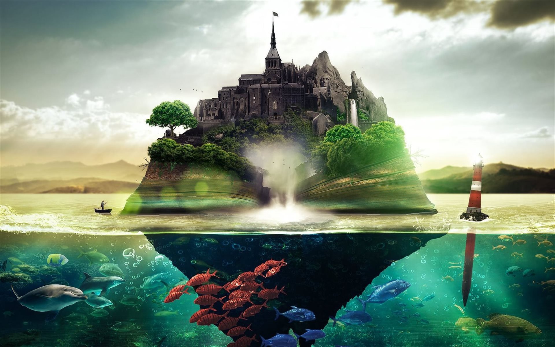 Underwater Palace Fantasy Wallpapers