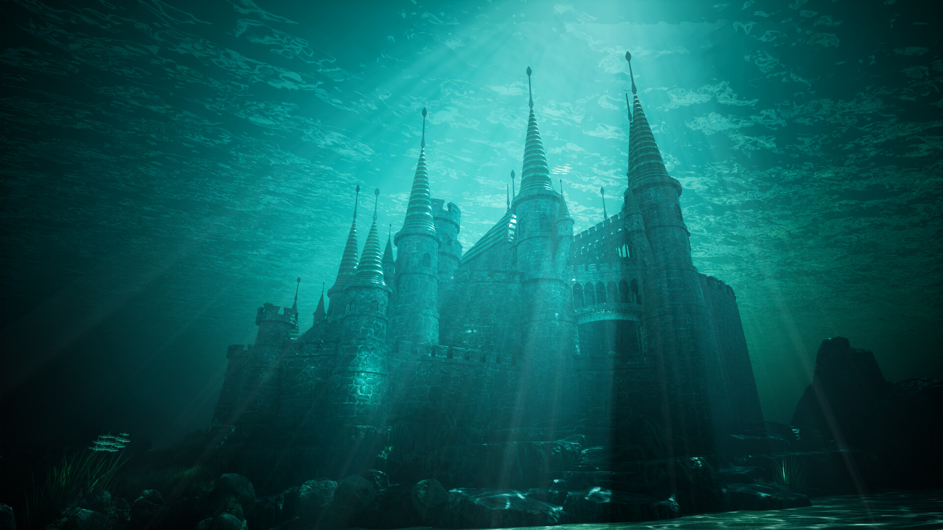 Underwater Palace Fantasy Wallpapers