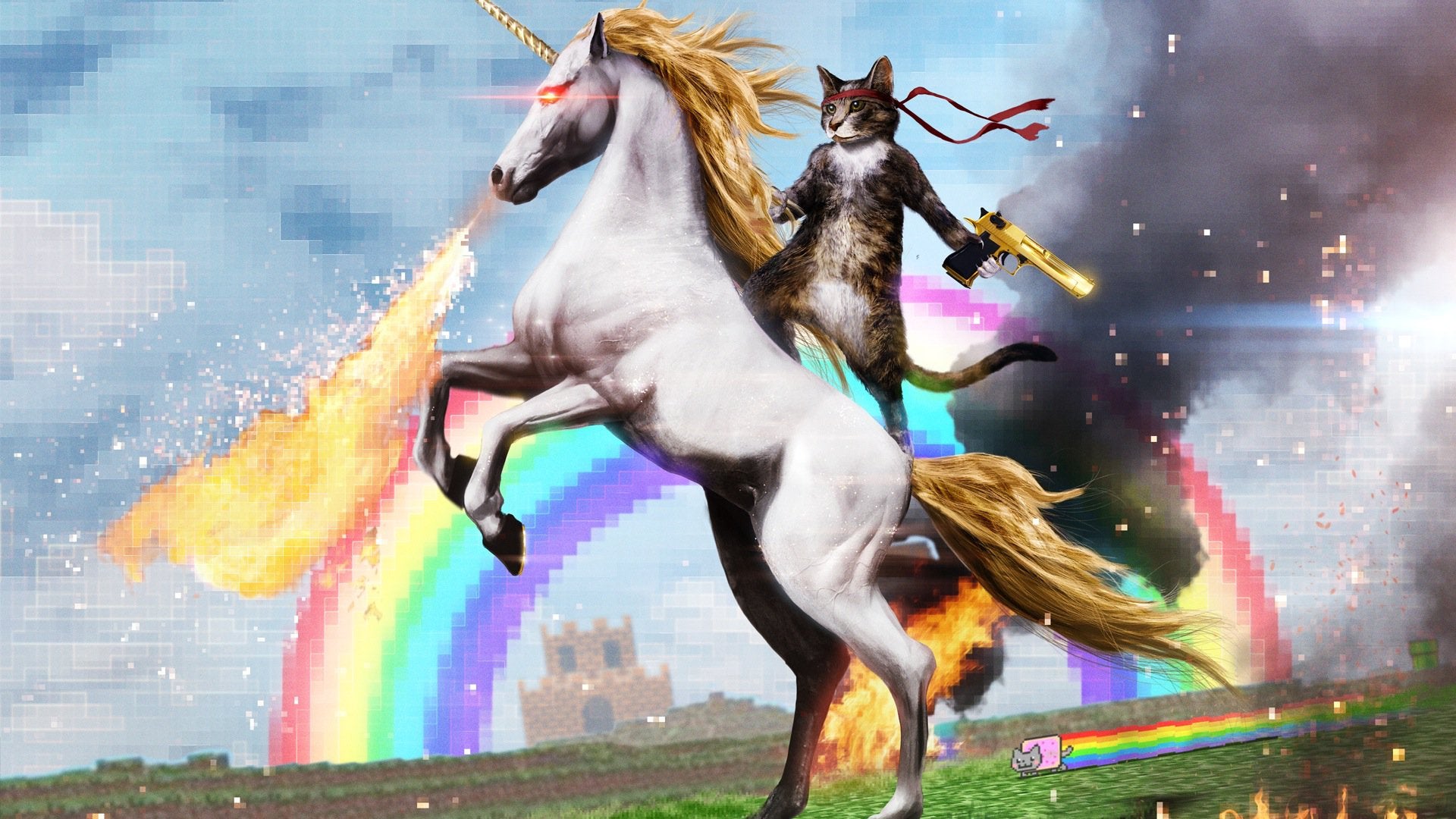 Unicorn Cat Gun Wallpapers