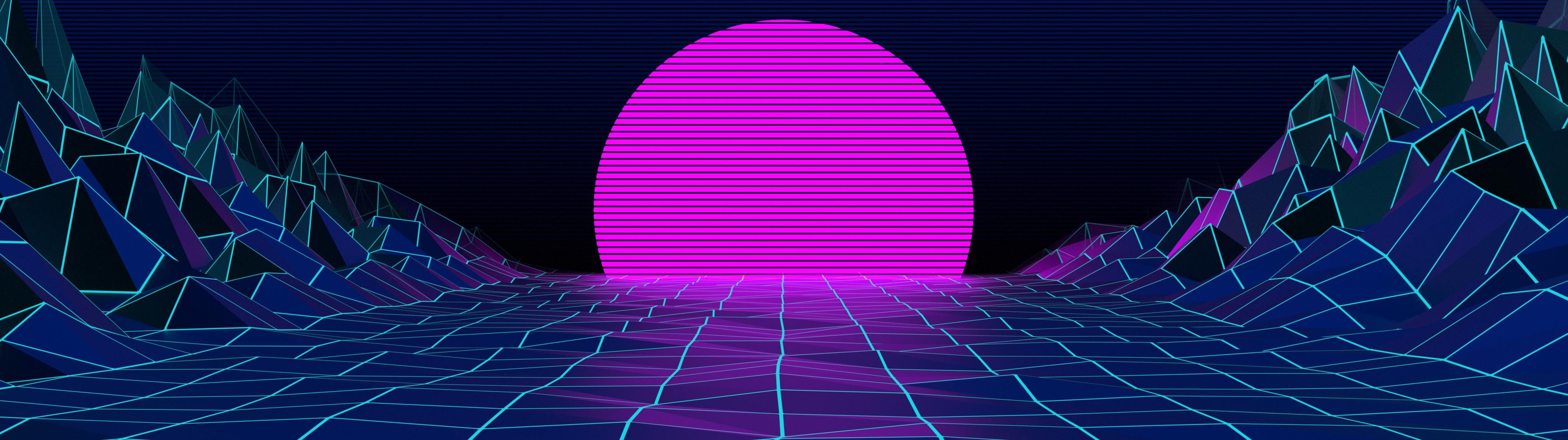 Vaporwave Dual Monitor Wallpapers