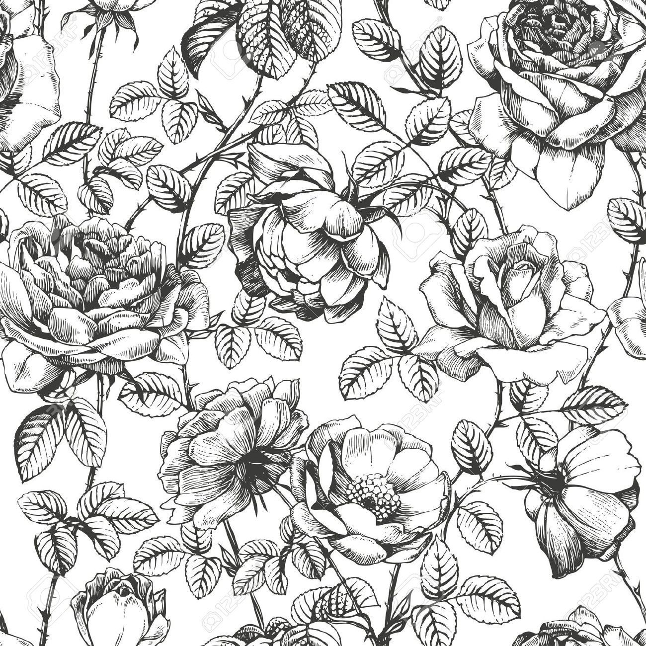 Vintage Black And White Flowers Wallpapers