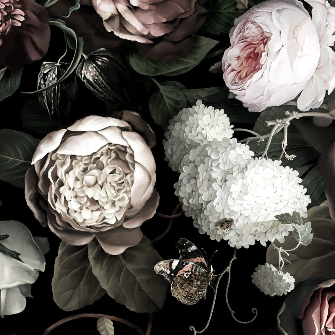 Vintage Black And White Flowers Wallpapers