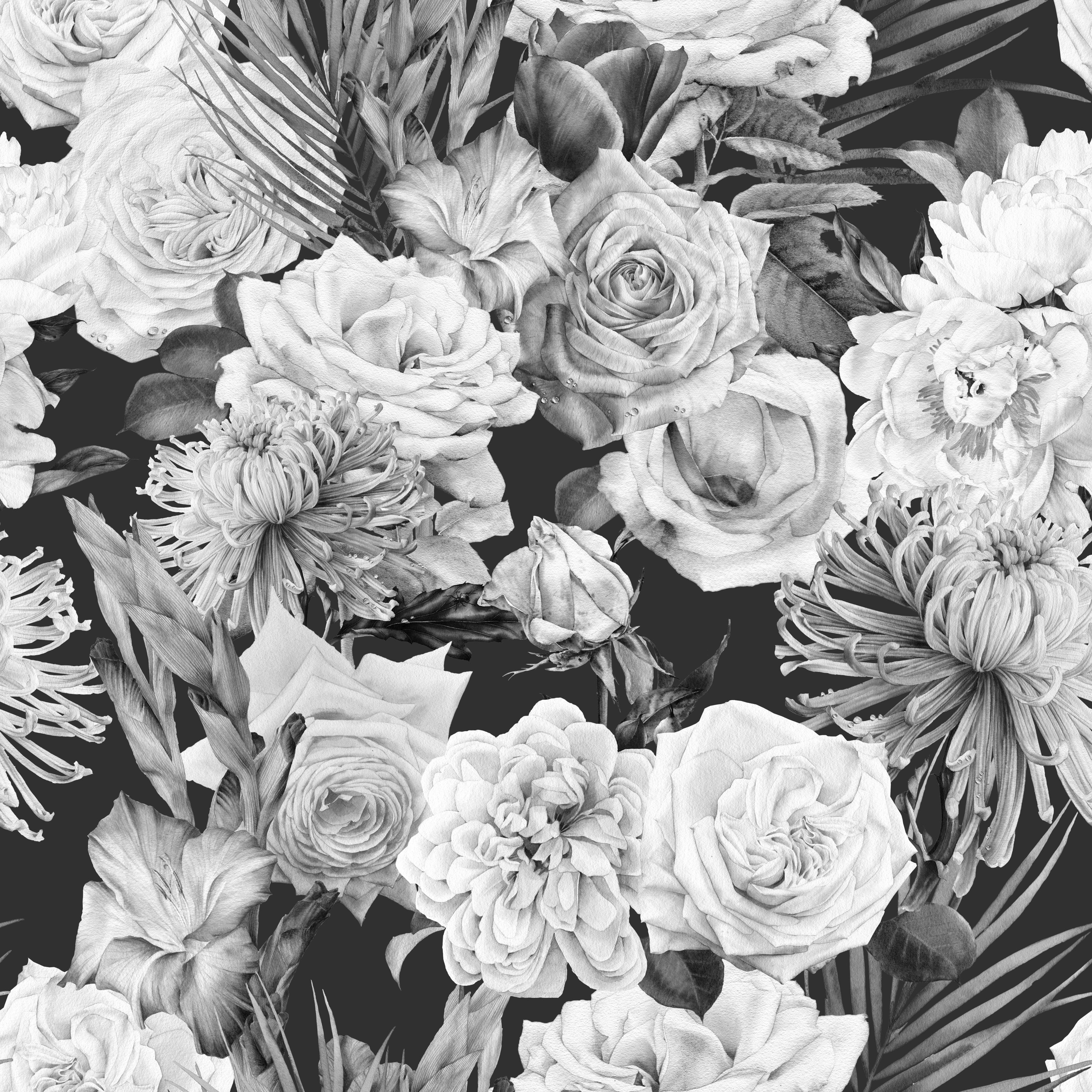 Vintage Black Floral Wallpapers