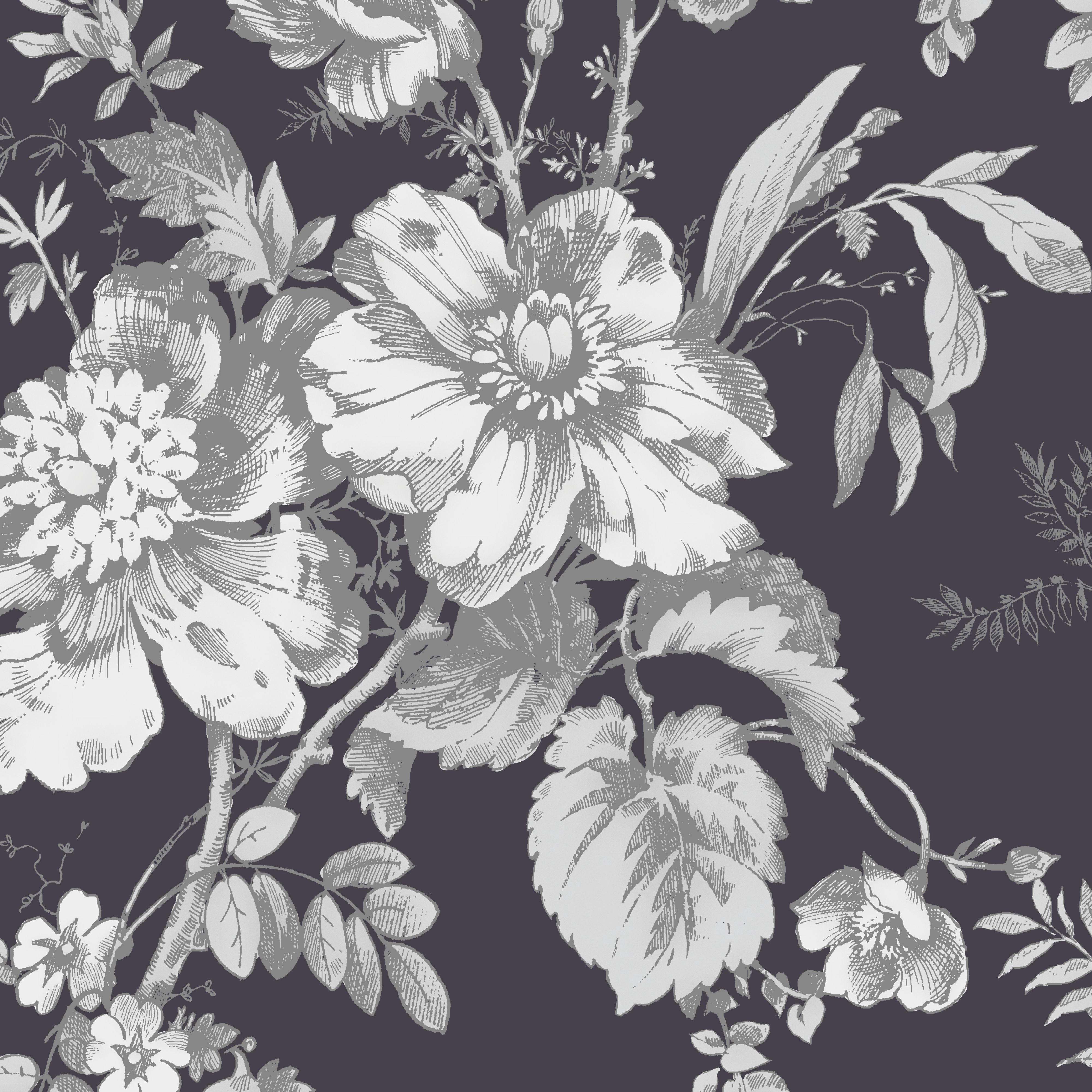 Vintage Black Floral Wallpapers