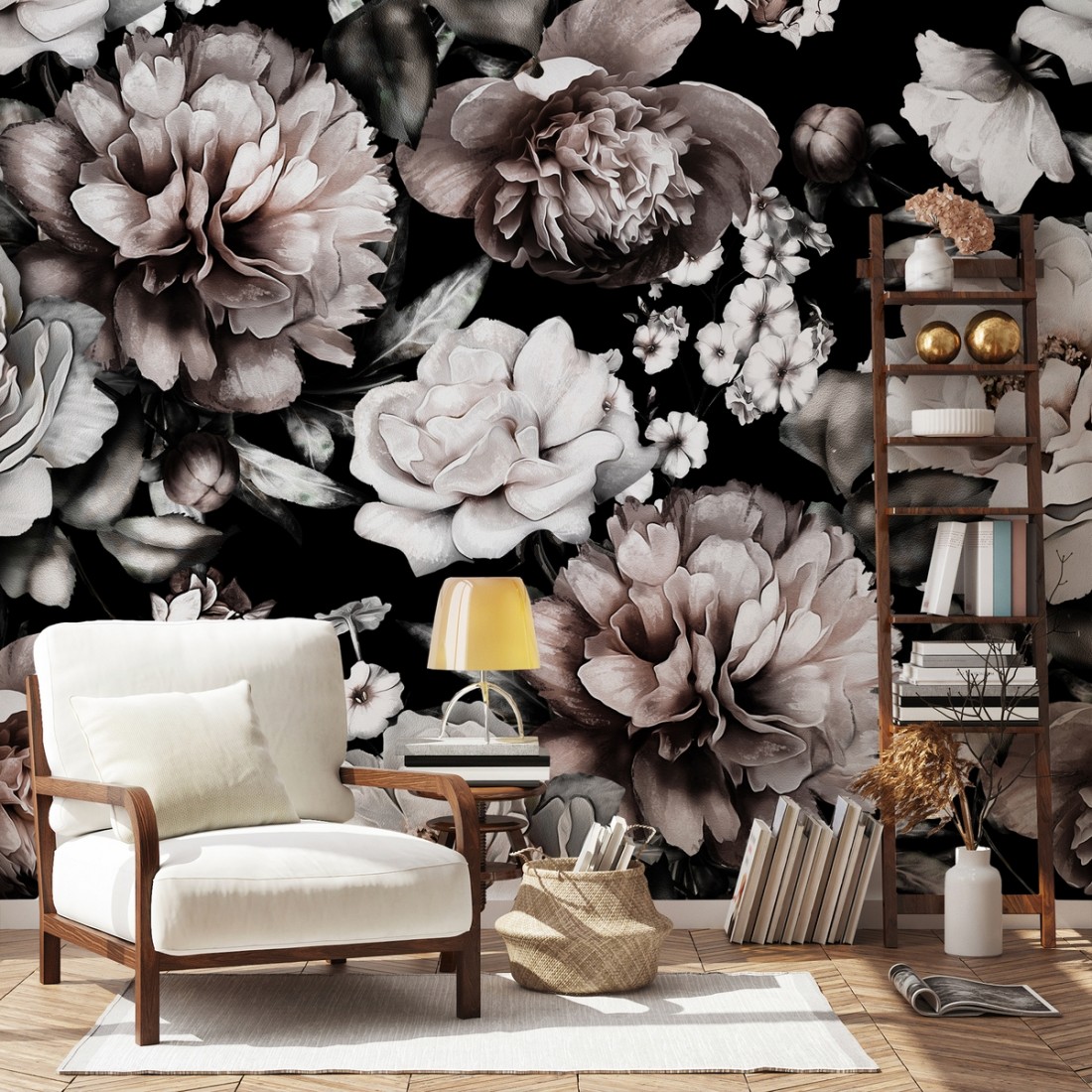 Vintage Black Floral Wallpapers