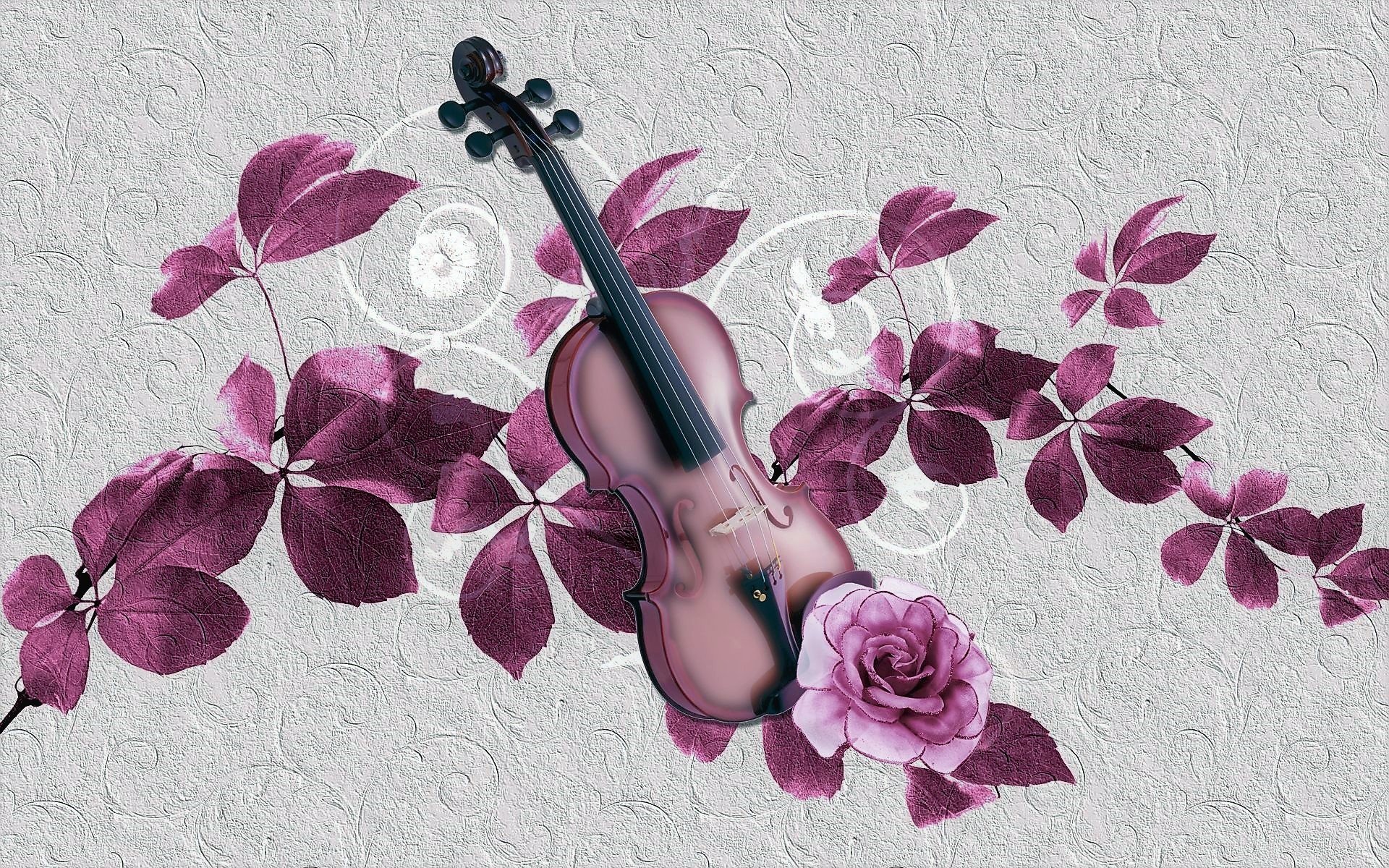 Violin With Flowers Wallpapers