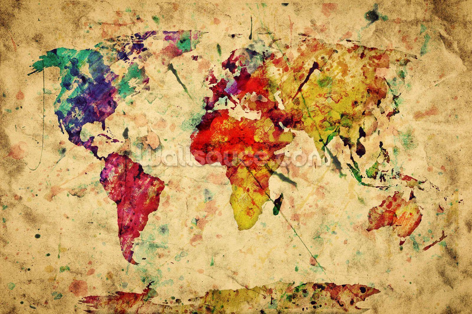 Watercolor World Map Desktop Wallpapers