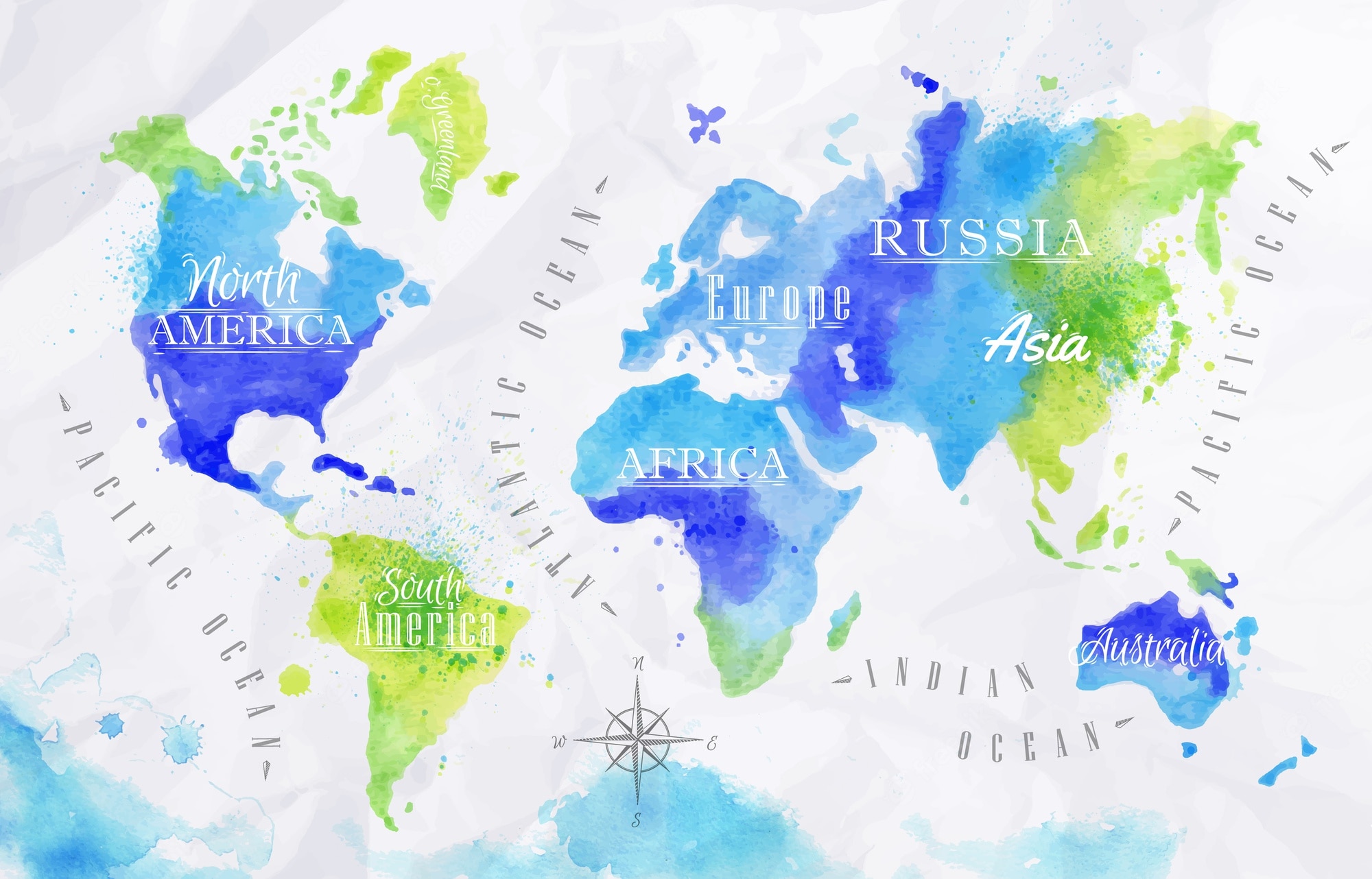 Watercolor World Map Desktop Wallpapers