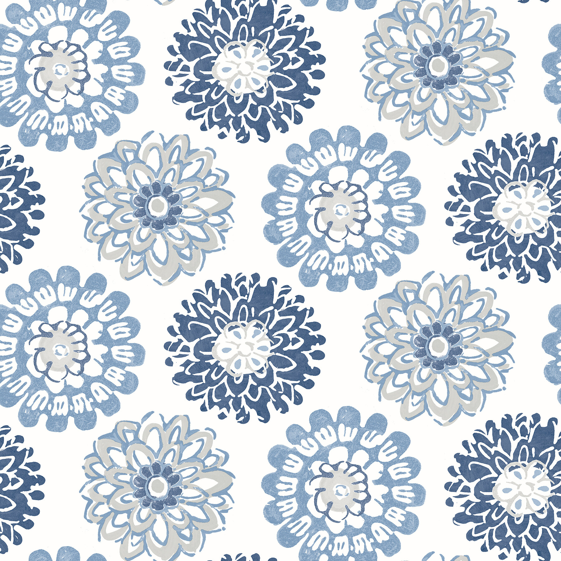 White And Blue Floral Wallpapers