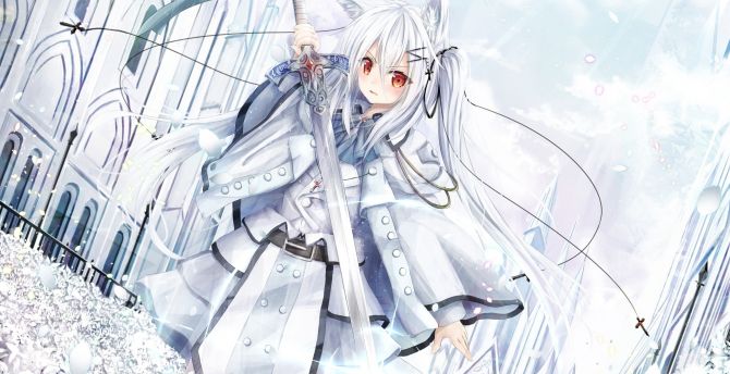 White Hair Anime Girl Wallpapers