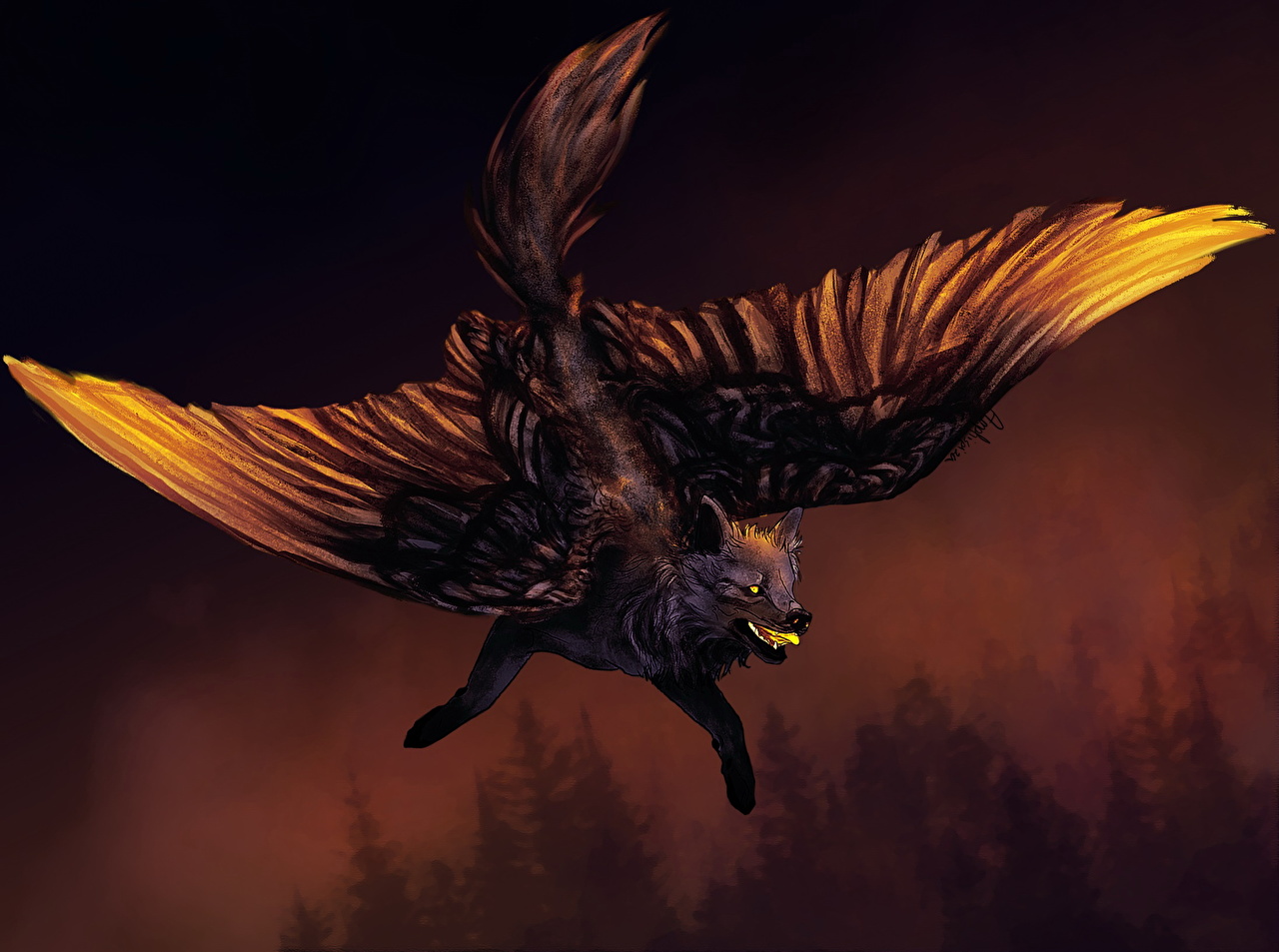 Winged Wolf Wallpapers