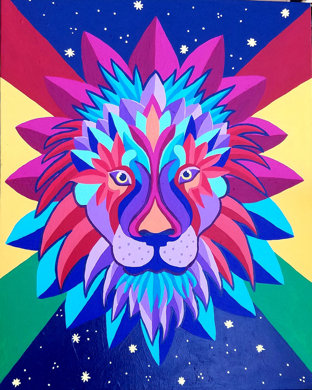 Lion Purple Background Digital Art