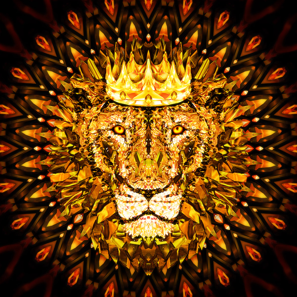 Lion Purple Background Digital Art