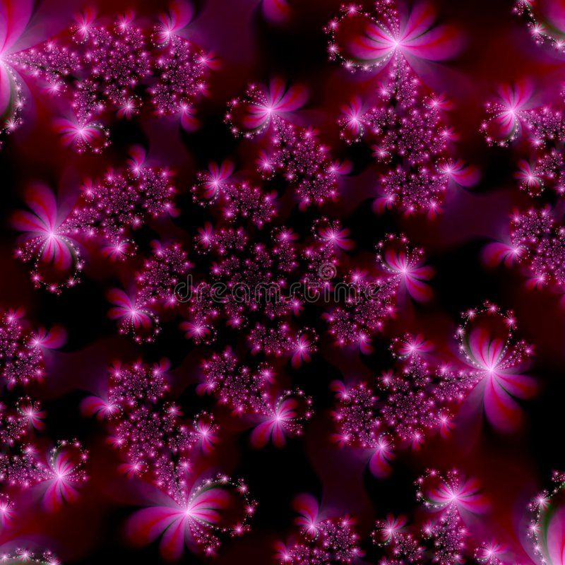 Pink Fractal On A Black Background