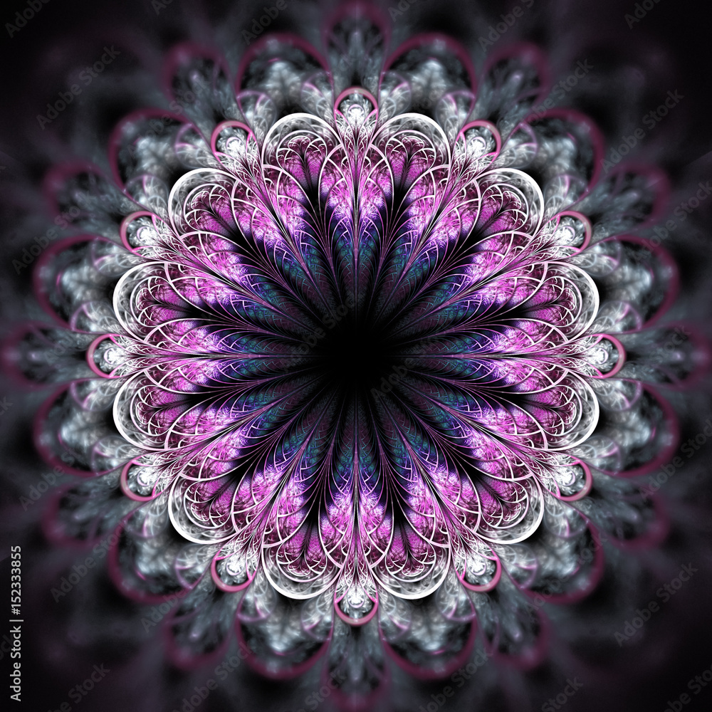 Pink Fractal On A Black Background