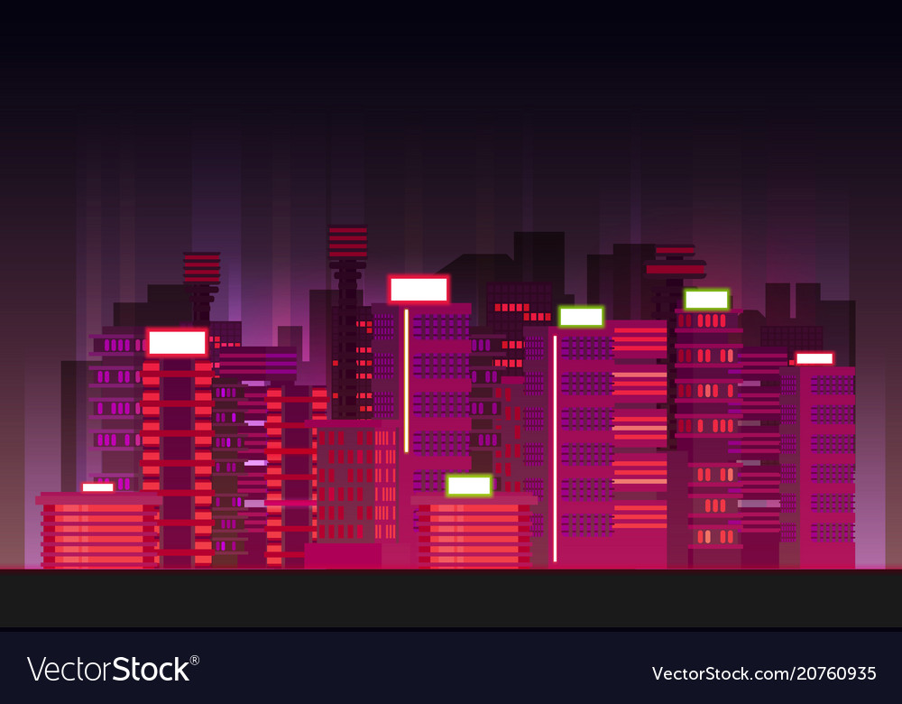 Retro Style City Purple Background