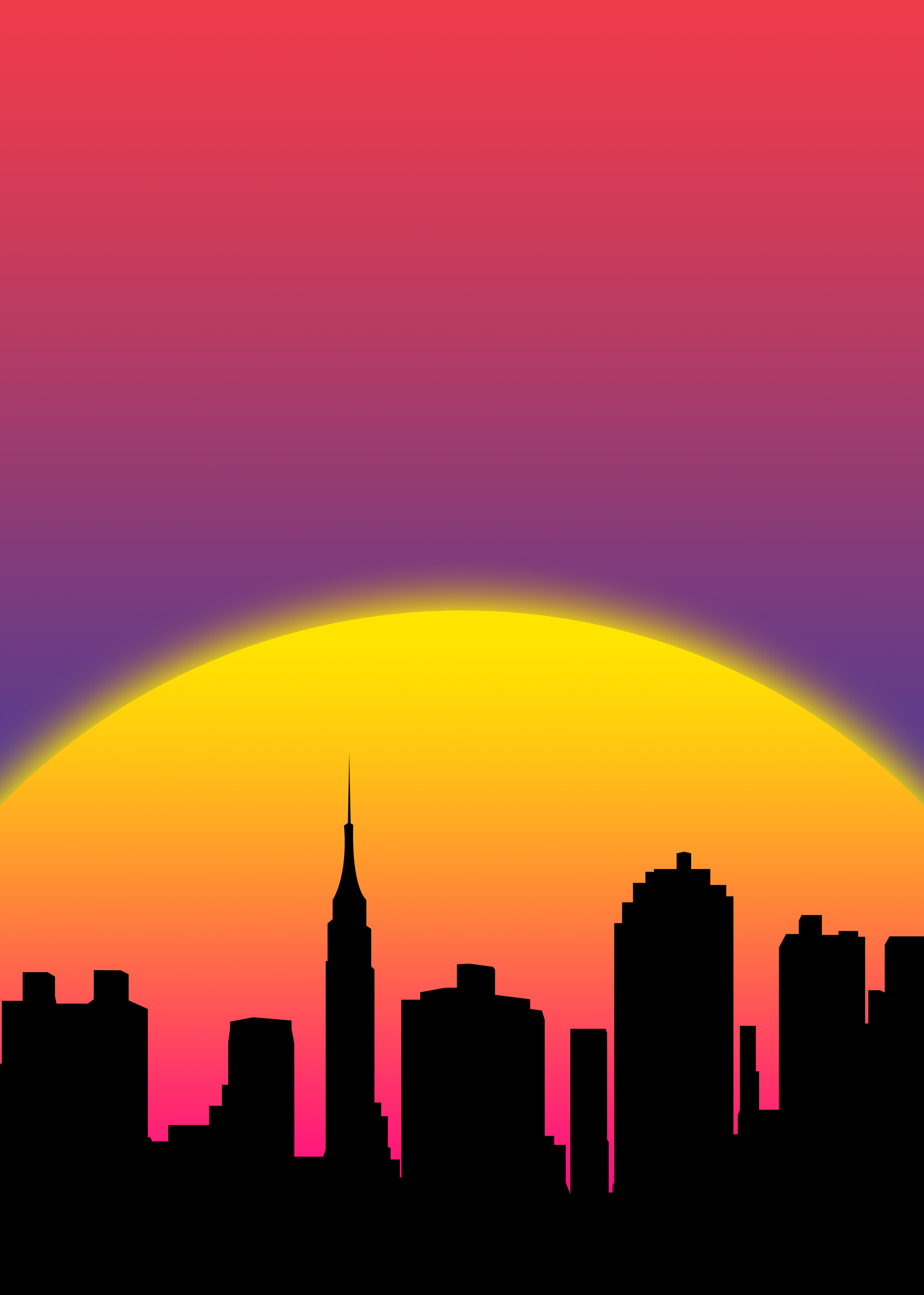 Retro Style City Purple Background