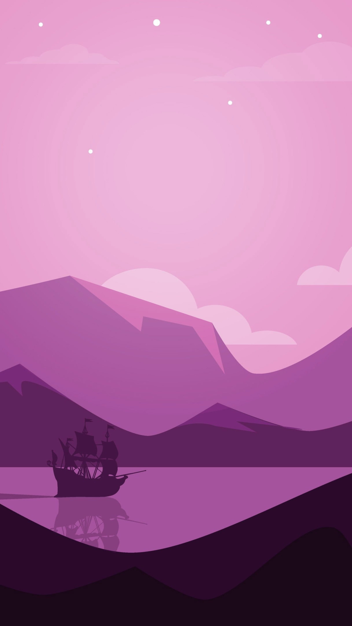 Minimal Ship Artwork Purple Background