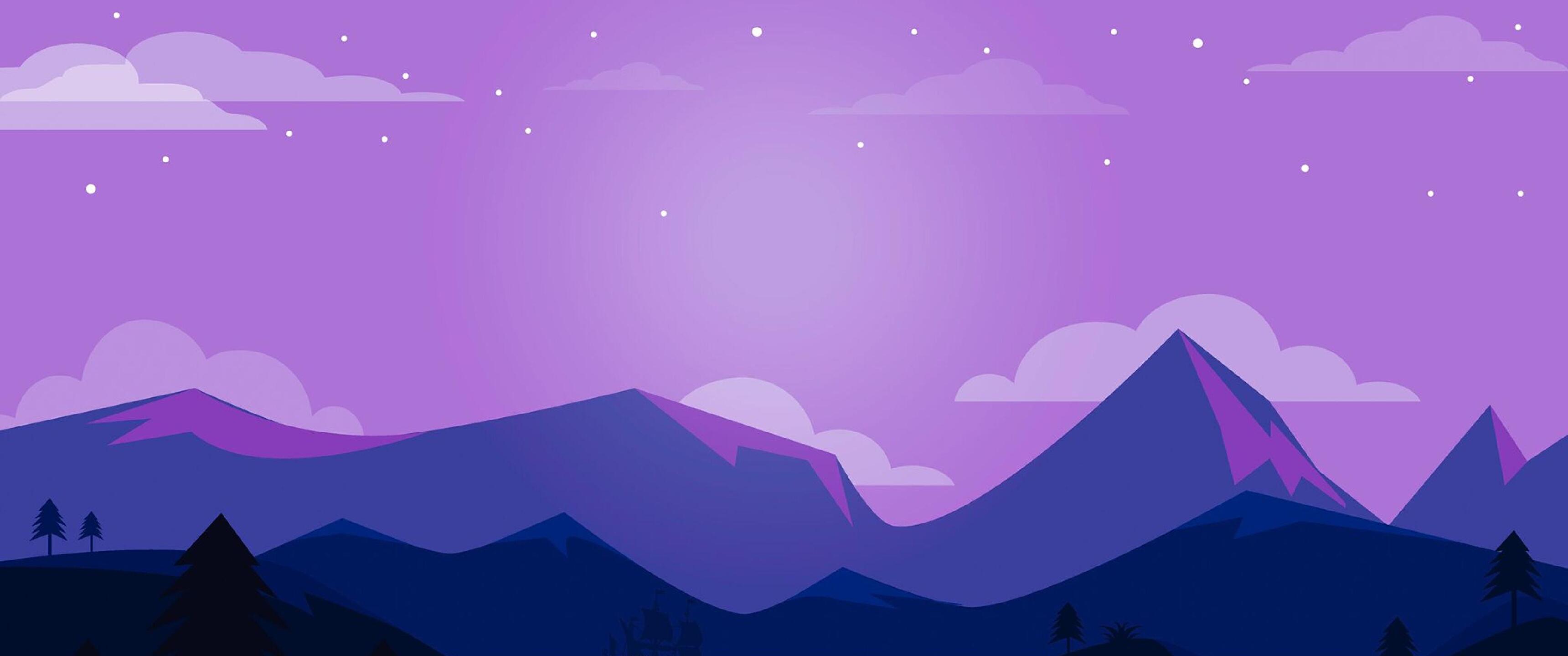 Minimal Ship Artwork Purple Background