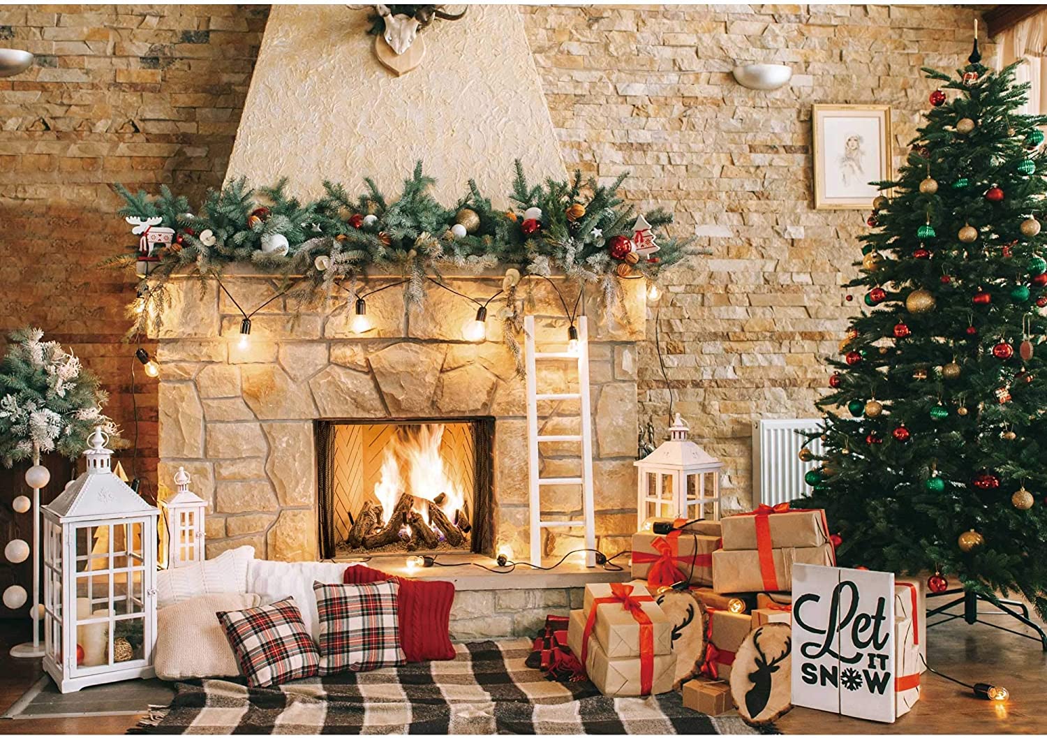 Christmas Fireplace Background