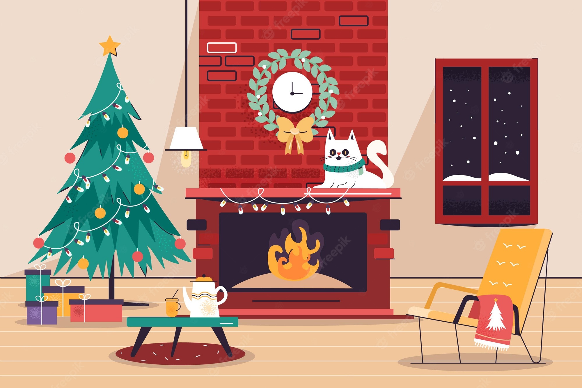 Christmas Fireplace Background